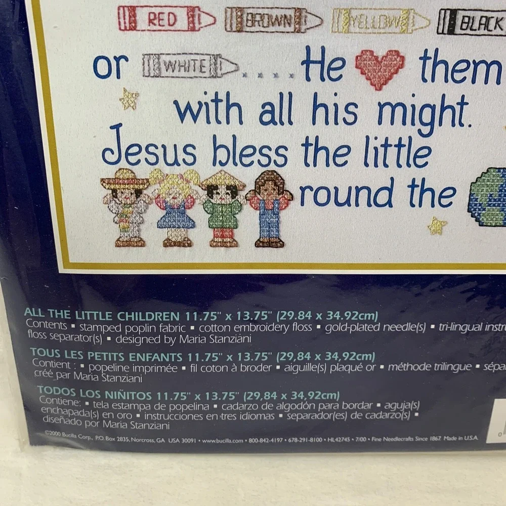 NIP Bucilla Stamped Cross Stitch Kit All The Little Children 42745 Jesus NEW HTF